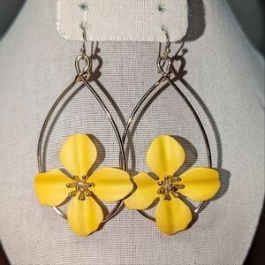 Yellow Flower Drop Earrings